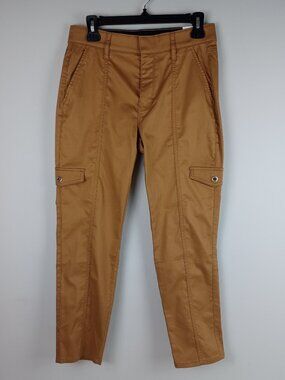 NWT White House Black Market Women 12 Tan High Rise Crop Cargo Pocket Slack Pant